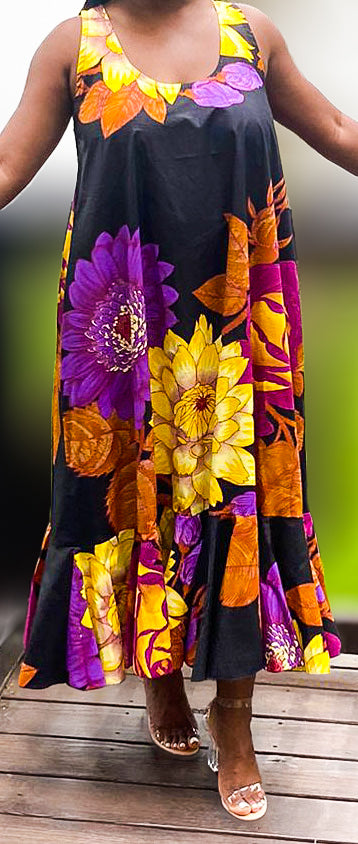Isle Blossom Midi Dress (Black)  Linda's Things Designs