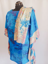 Load image into Gallery viewer, Silk Kaftan Tunic (mini/blue)