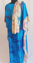 Load image into Gallery viewer, Silk Kaftan Tunic (maxi/blue)